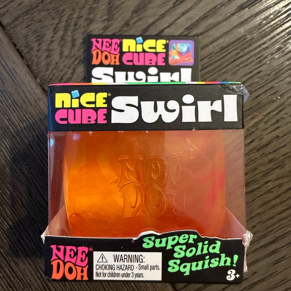 NeeDoh Nice Cube Swirl Super Solid Squish Toy - Orange NWT